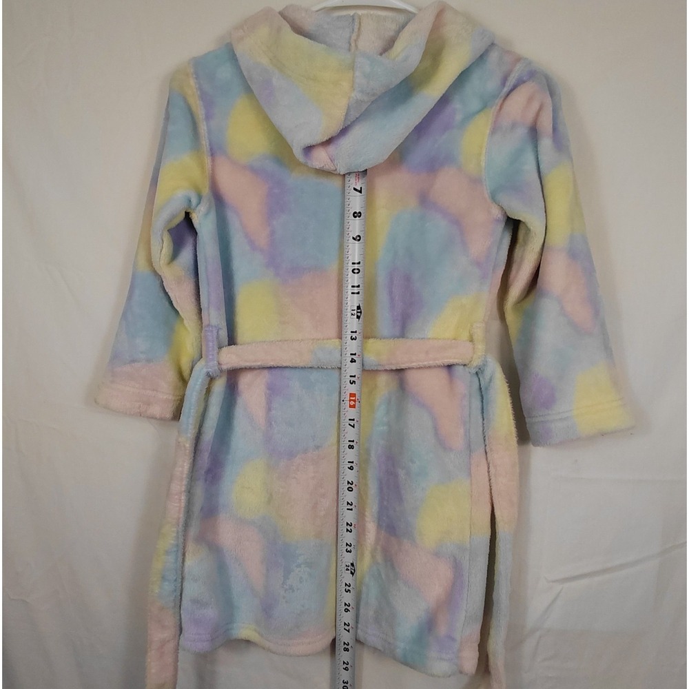 Lands' End Kids Fleece Hooded Size 6/ XS Bathrobe Tie Waist Soft Fuzzy Robe - Picture 7 of 9